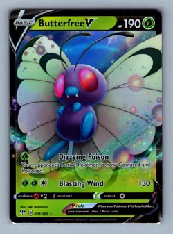 Butterfree V #001/189 Holo Darkness Ablaze Pokemon Card - LP - Image 2