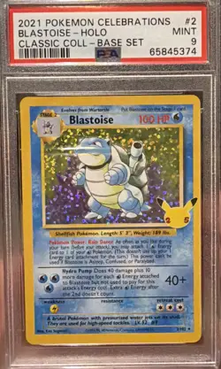 PSA 9 Blastoise Holo 2/102 Celebrations Classic Collection Pokemon 2021 - Image 1