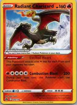 Radiant Charizard 020/159 Crown Zenith Pokemon TCG Holo Radiant Rare NM - Image 1