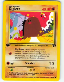 Diglett - 1st Edition - 52/82 Team Rocket - WOTC - Pokemon TCG - 2000 - Image 1