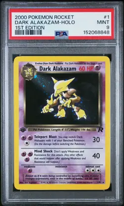 2000 POKEMON ROCKET 1ST EDITION #1 DARK ALAKAZAM-HOLO PSA 9 - Image 1