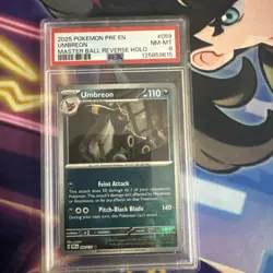 2025 POKEMON PRE EN-PRISMATIC EVOLUTIONS MASTER BALL REVERSE HOLO UMBREON PSA 8 - Image 1