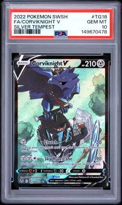 PSA 10 CORVIKNIGHT V TG18/TG30 FULL ART SILVER TEMPEST POKEMON 😍 - Image 1