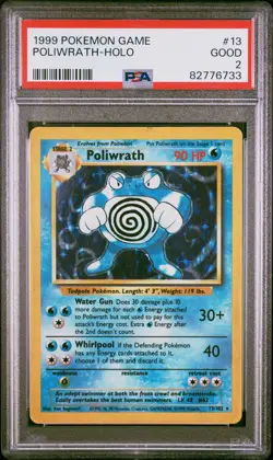 1999 Pokemon Base Set Holo Poliwrath #13 PSA 2 - Image 1