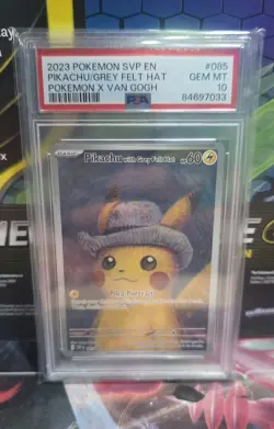 Pokemon PSA 10 Gem Mint SV Promo Pikachu with Grey Felt Hat SVP085 - Image 1