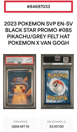 Pokemon PSA 10 Gem Mint SV Promo Pikachu with Grey Felt Hat SVP085 - Image 3