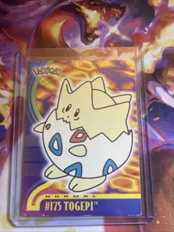 2001 Topps Pokemon Johto Series #175 Togepi- blue label non holo Mp - Image 1