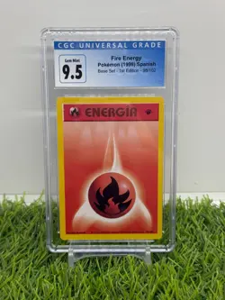 1999 Pokemon 1st Edition Base Set Fire Energy 98/102 Spanish CGC 9.5 New 10 - Image 1