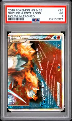 2010 POKEMON HEARTGOLD & SOULSILVER UNLEASHED SUICUNE & ENTEI LEGEND-HOLO PSA 7 - Image 1