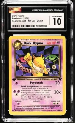 Dark Hypno #26/82 Pokemon 2000 Team Rocket 1st Edition — CGC GEM MINT 10 - Image 1