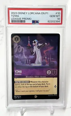 2023 YZMA Disney Lorcana En P1-Promo #10 League Promo PSA 10 GEM MT - Image 1