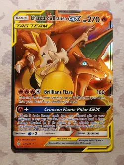 Pokemon TCG Charizard & Braixen GX 22/236 Sm-Cosmic Eclipse Holo LP - Image 1
