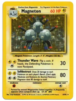 Pokemon Card: Magneton HOLO 9/102 Base Set Rare! EX - Image 1