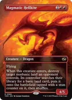 Magmatic Hellkite (Borderless) [Tarkir: Dragonstorm] Foil Near Mint - Image 1