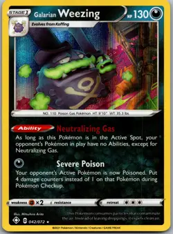 Galarian Weezing 042/072 Holo Rare Shining Fates Pokemon Holo Near Mint - Image 1
