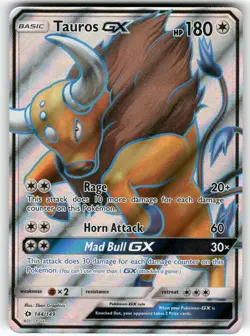 Tauros GX (Full Art) 144/149 Holo Ultra Rare SM Base Set Pokemon Near Mint - Image 1