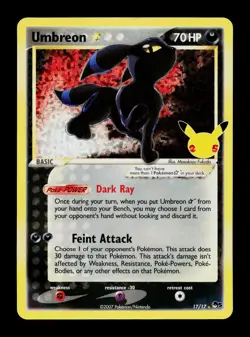Gold Star Umbreon Star 17/17 Celebrations: Classic Collection Pokemon LP - Image 1