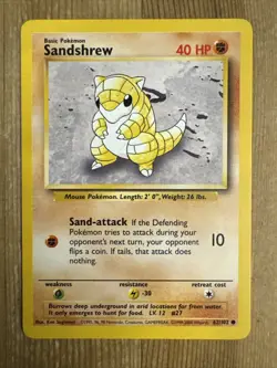 Sandshrew 62/102 4th Print Base Set WOTC Pokemon TCG MP - Image 1