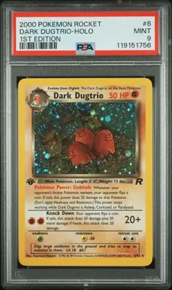 2000 POKEMON ROCKET 1ST EDITION #6 DARK DUGTRIO-HOLO PSA 9 MINT - Image 1