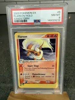 2003 Pokemon EX Flareon Holo Sandstorm #5 PSA 8 New Cert - Image 1