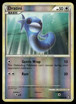 Dratini 62/102 Common HGSS Triumphant Pokemon Reverse Holo Moderately Played - Image 1