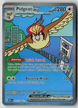 Pidgeot ex 225/197 Special Illustration Rare Obsidian Flames Pokemon NM - Image 1
