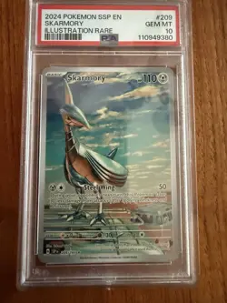 2024 Pokemon TCG SV Surging Sparks Skarmory #209/191 Illustration Rare, PSA 10 - Image 1
