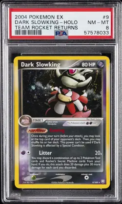 2004 POKEMON EX TEAM ROCKET RETURNS #9 DARK SLOWKING-HOLO PSA 8 - Image 1