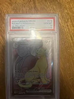Team Rocket's Persian EX 219/182 Ultra Rare PSA GEM MINT 10 - Image 1