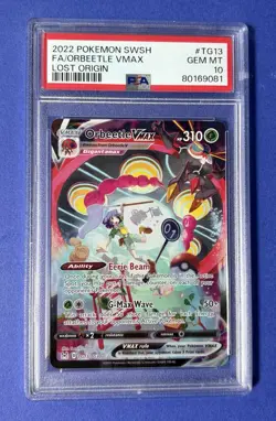 2022 Pokemon SWSH FA/Orbeetle VMAX Lost Origin #TG13 PSA 10 GEM MT - Image 1