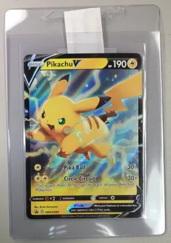 Pokemon Card TCG: Pikachu V SWSH063 Black Star Promo Ultra Holo Rare - Image 1