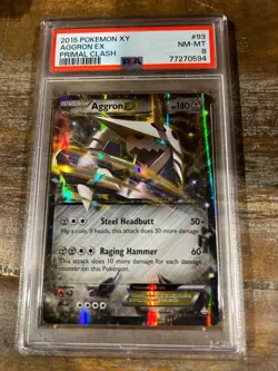 Pokemon 2015 XY Primal Clash AGGRON EX #93 PSA 8 RARE - Image 1
