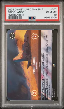 2024 DISNEY LORCANA EN 3-INTO THE INKLANDS #207 PRIDE LANDS - PRIDE ROCK PSA 10 - Image 1
