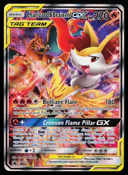 Charizard & Braixen GX SM230 Holo Full Art Sun & Moon Promo Pokemon Card - Image 1