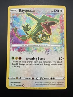 Pokemon Card TCG - Rayquaza 138/185 Amazing Rare Vivid Voltage Near Mint - Image 1