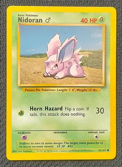 Nidoran Male 55/102 Common Base Set Pokemon Card 1999 WOTC NM_LP - Image 1