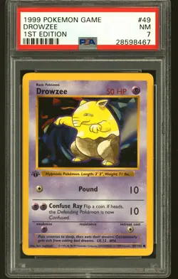 Pokemon Base Set 1st Edition Shadowless Drowzee 49/102 PSA 7 - Image 1