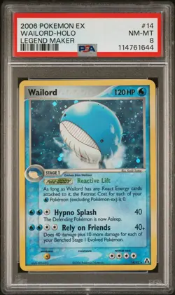 2006 POKEMON EX LEGEND MAKER WAILORD #14 HOLO PSA 8 NM #114761644 - Image 1