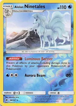 Alolan Ninetales - Pokemon Reverse Holo Rare 2017 Burning Shadows 28/147 NM - Image 1