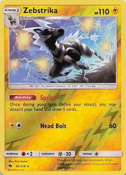 Zebstrika - Pokemon Reverse Holo Rare 2018 Lost Thunder 82/214 LP - Image 1