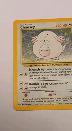 Pokemon TCG Chansey 3/102 Holo Base Set Holo Rare Vintage 1999 - Image 3