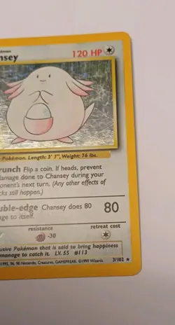 Pokemon TCG Chansey 3/102 Holo Base Set Holo Rare Vintage 1999 - Image 4