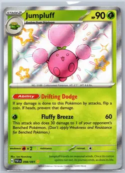 Jumpluff 098/091 Shiny Rare Paldean Fates Pokemon Near Mint - Image 1
