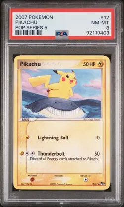 2007 Pokemon Pikachu #12 POP Series 5 PSA 8 NM-Mint Non-Holo - Image 1