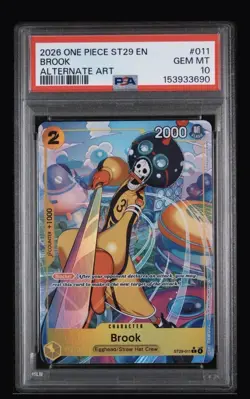 2026 ONE PIECE STARTER DECK ST29-011 EGGHEAD ALTERNATE ART #011 BROOK PSA 10! - Image 1