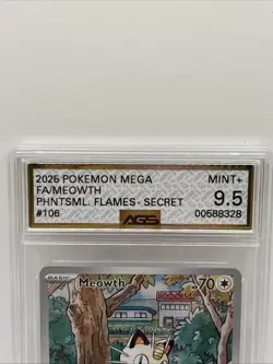 Meowth 106/094 Illustration Rare Pokemon Phantasmal English AGS 9.5 Mint+ - Image 2