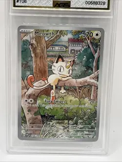 Meowth 106/094 Illustration Rare Pokemon Phantasmal English AGS 9.5 Mint+ - Image 3