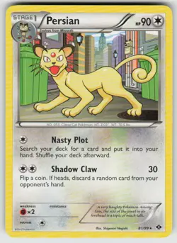Persian 81/99 Rare Next Destinies Pokemon Moderately Played - Image 1