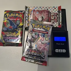 Pokemon Prismatic Evolutions Heavy 22.4g Bundle + 151 + Mega Phantasmal Flames - Image 1