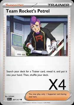 Pokemon TCG Team Rocket’s Petrel 176/182 Or 207/217 Playset X4 Cards - Image 1